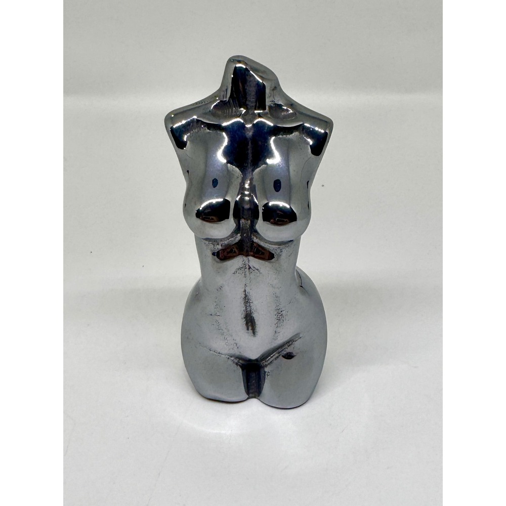 Hematite Goddess Body Crystal Carving Metallic Female Form Sculpture 3.5"
